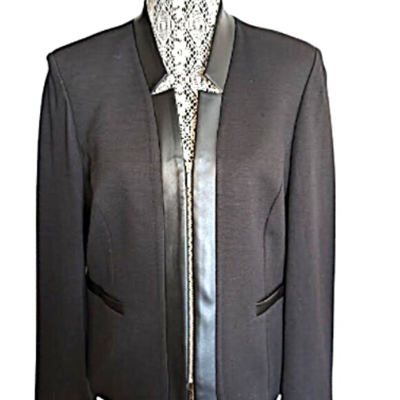 NWOT Divine Logic Blazer Jacket with Vegan Leather Size 14 - Picture 2 of 4